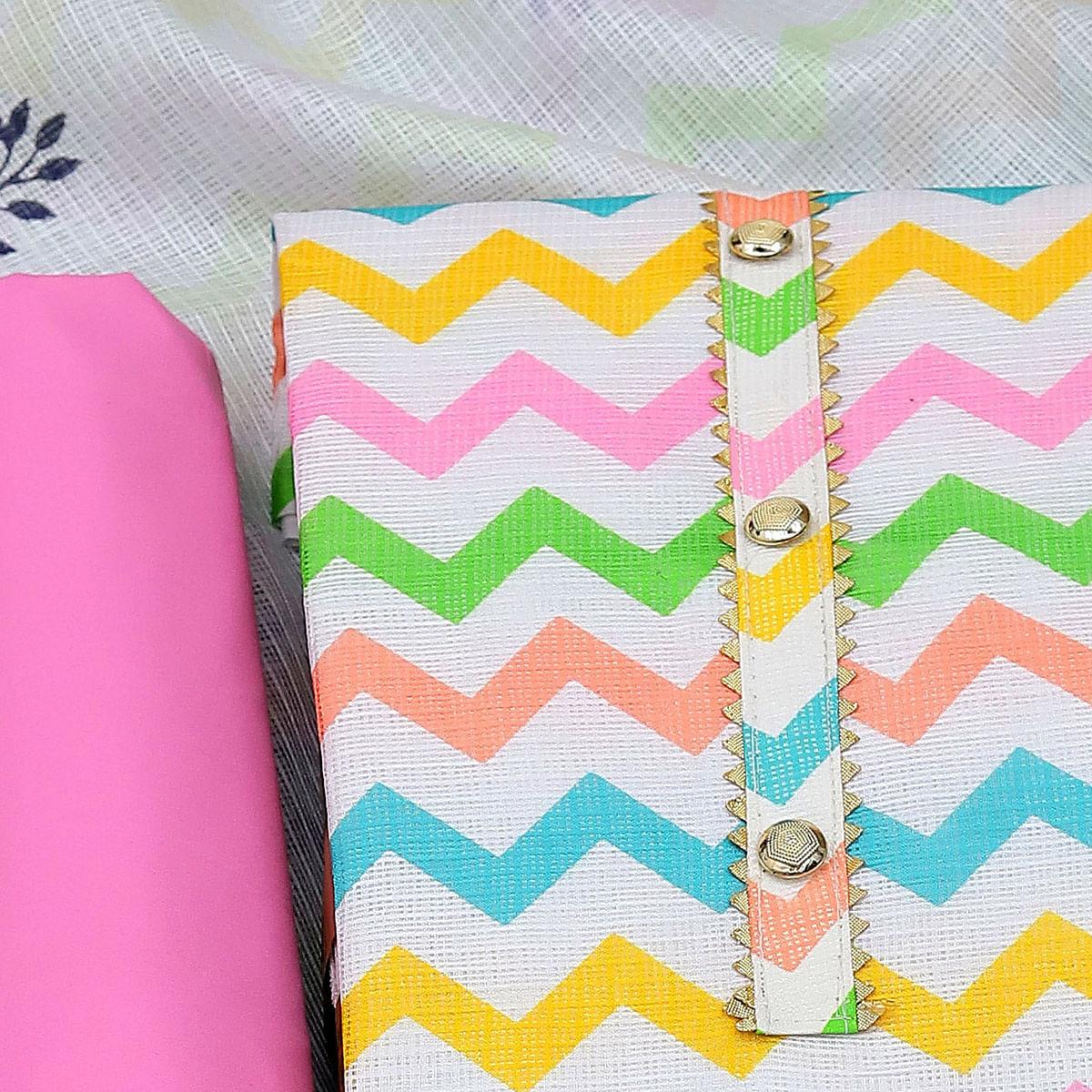 Multicolour Printed Kota Doriya Dress Material