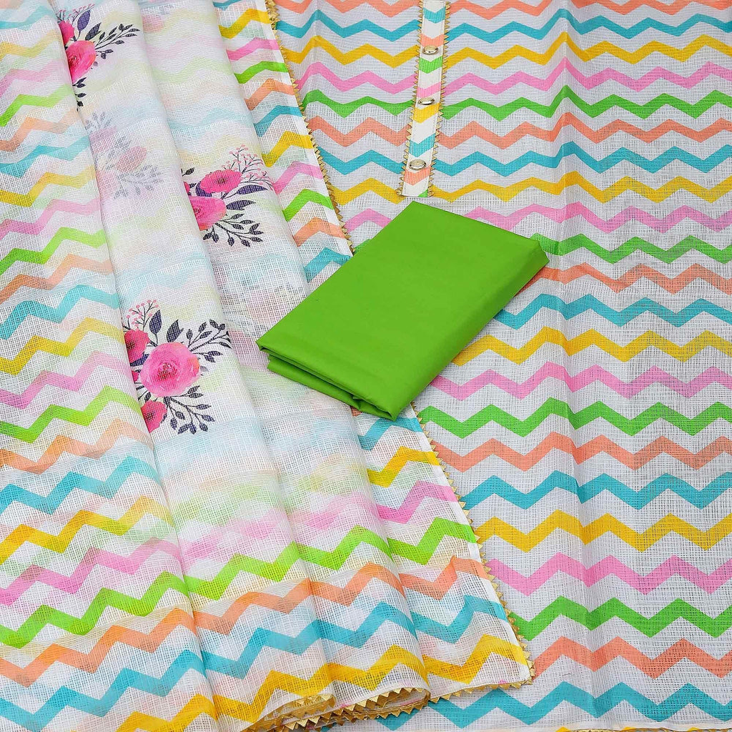 Multicolour Printed Kota Doriya Dress Material