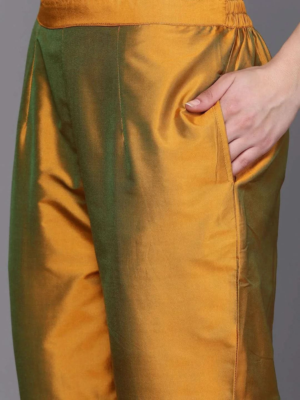 Mustard Yoke Design Silk Blend Straight Kurta With Dupatta