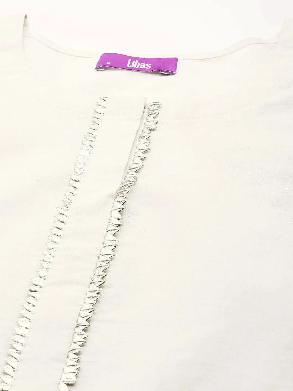 Off-White Embroidered Cotton Straight Kurta With Palazzos & Dupatta