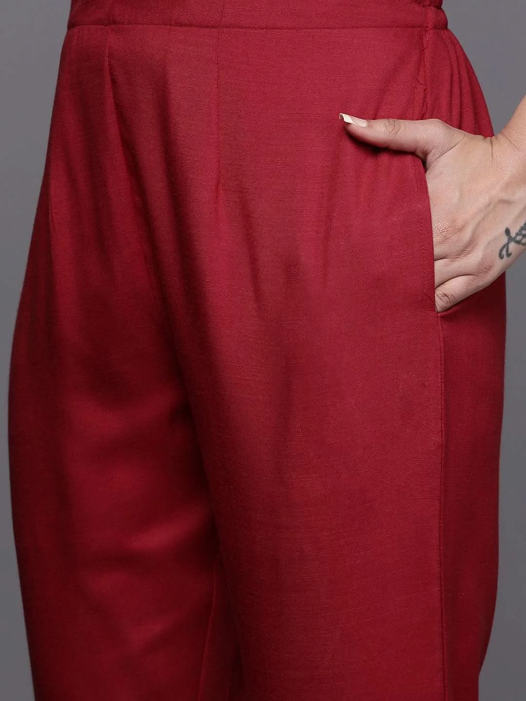 Off-White Yoke Design Cotton Straight Kurta With Trousers & Dupatta