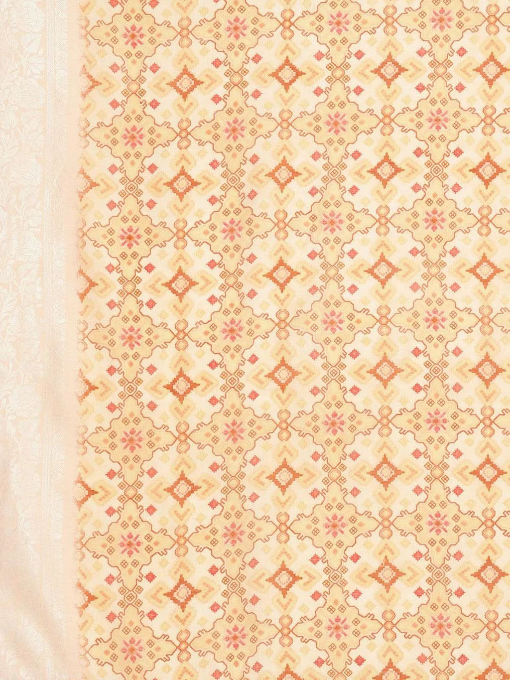 Orange Printed Silk Blend Straight Kurta With Trousers & Dupatta