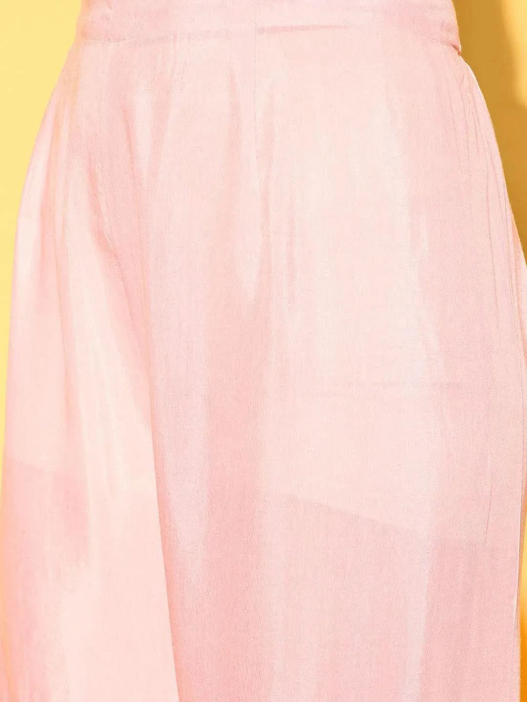 Peach Printed Organza Straight Sharara Suit Set With Dupatta