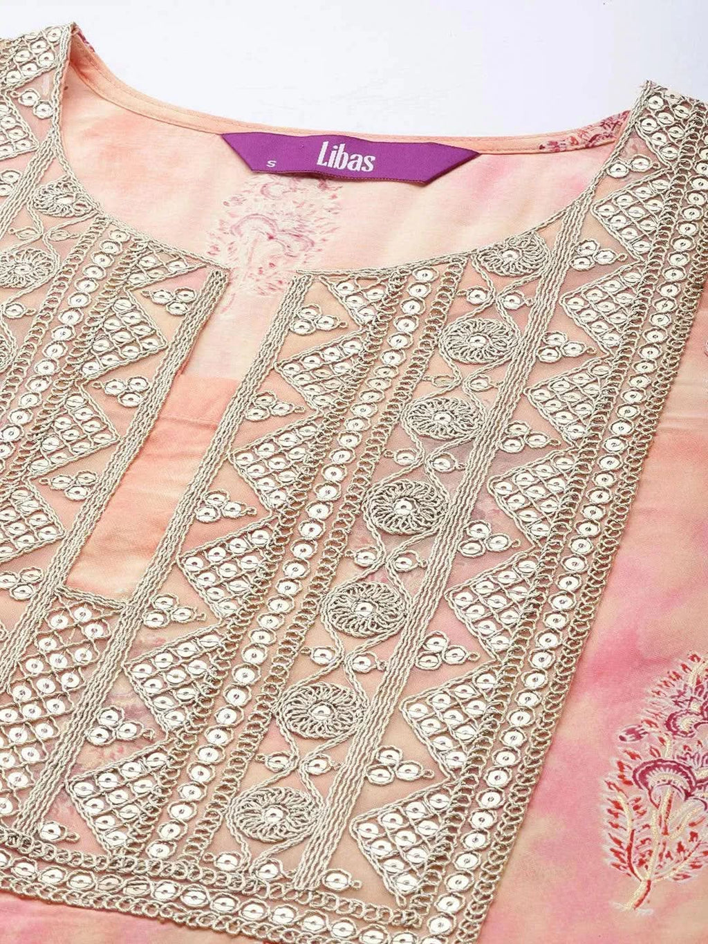 Peach Yoke Design Silk Blend Pakistani Suit