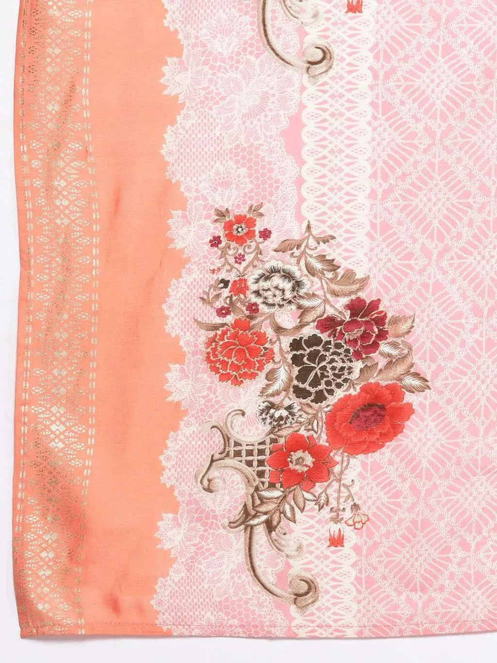 Peach Yoke Design Silk Blend Pakistani Suit