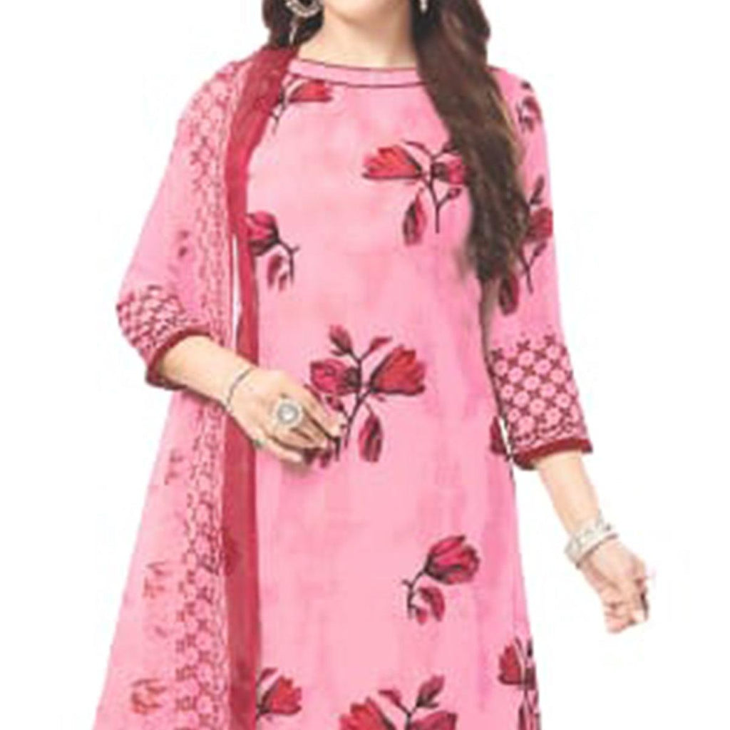 Pink Casual Wear Floral Printed Leon Patiala Dress Material