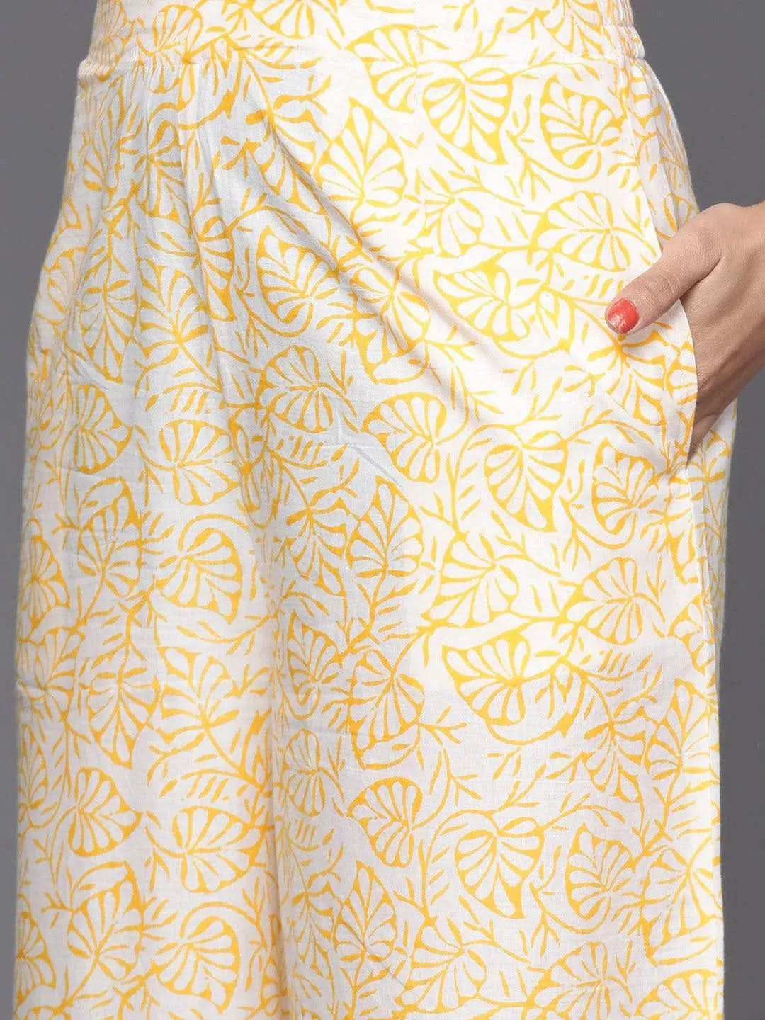 Pink Printed Cotton Straight Kurta With Palazzos & Dupatta