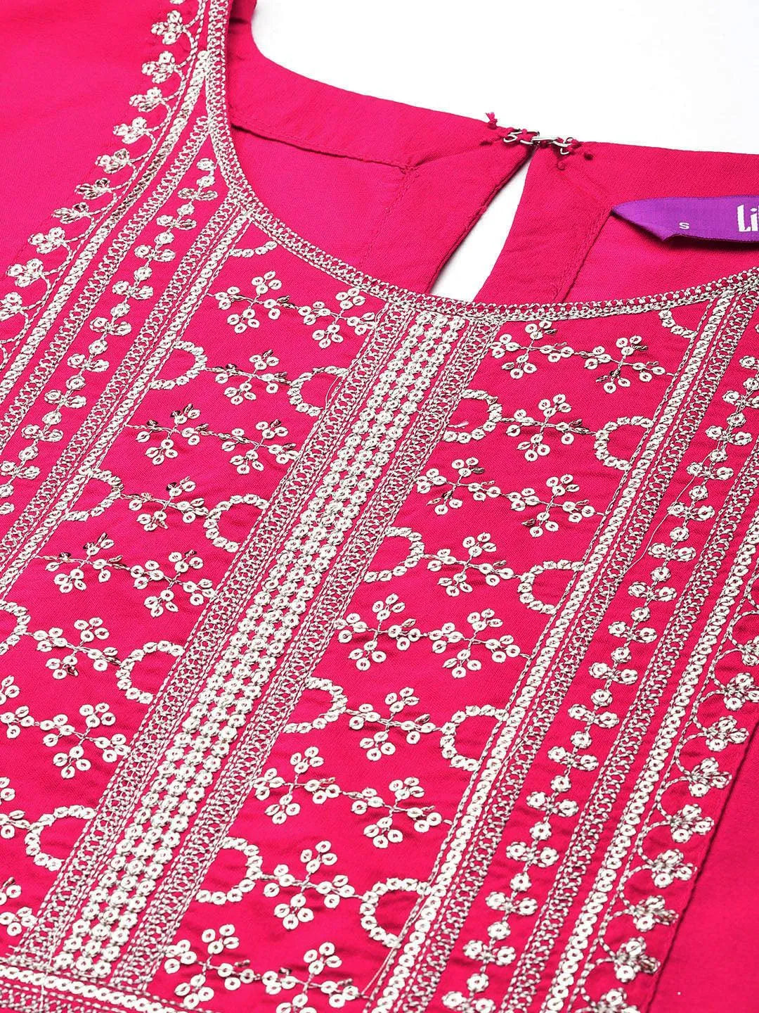 Pink Yoke Design Silk Blend Straight Suit With Dupatta