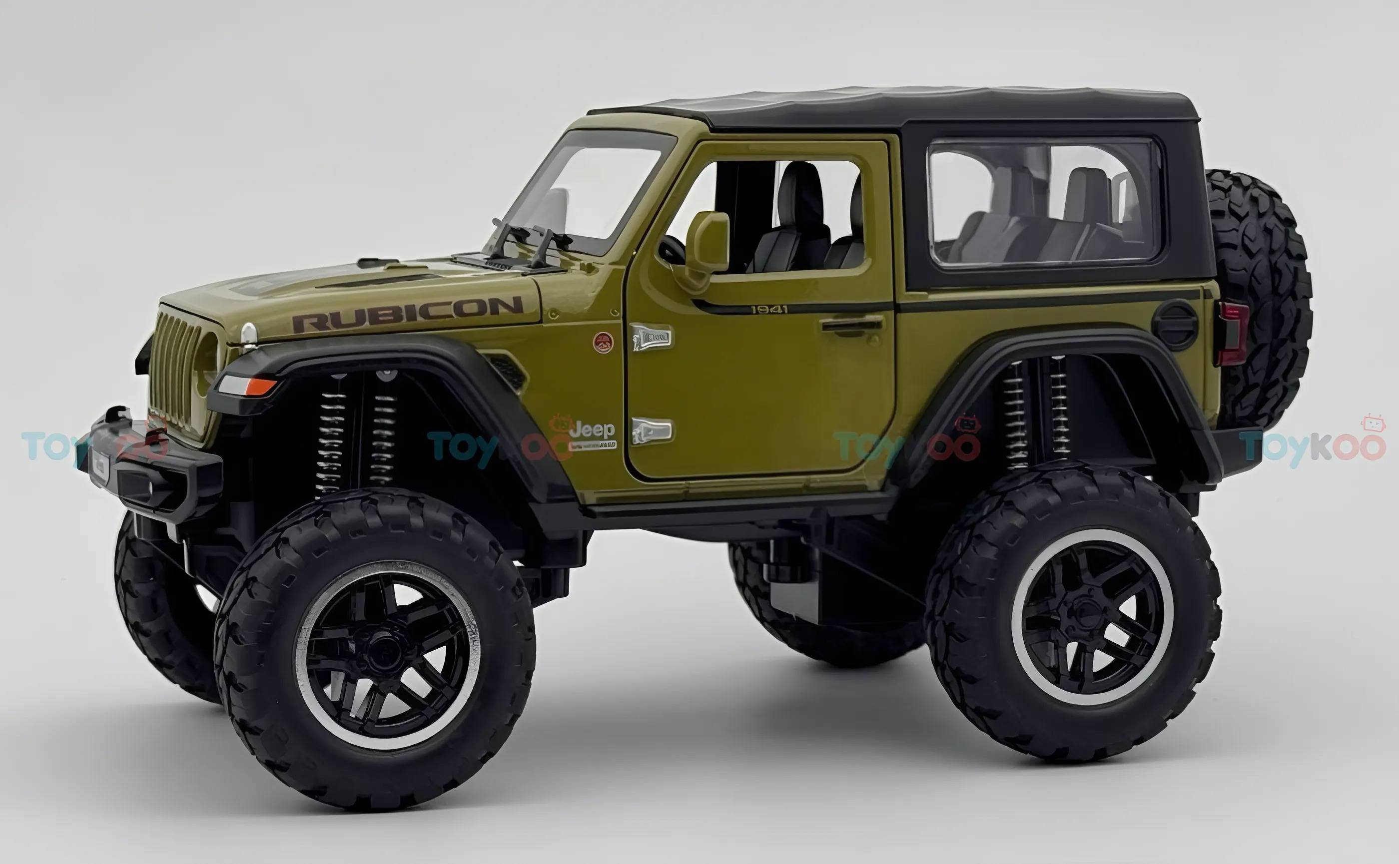 Jeep Wrangler Rubicon 1:18 diecast Scale Model car with Removable Top  - Big Size
