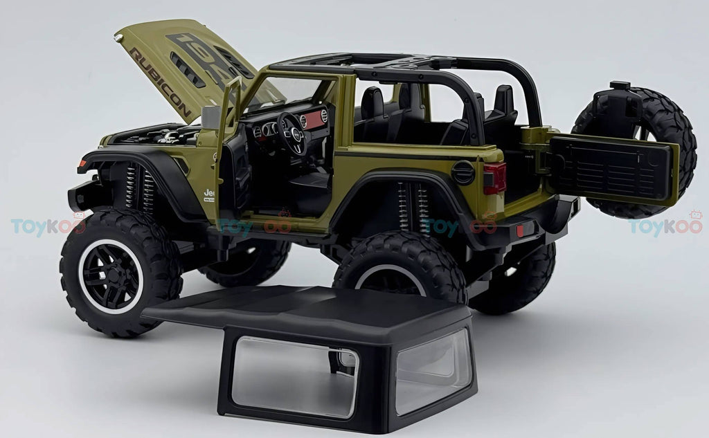 Jeep Wrangler Rubicon 1:18 diecast Scale Model car with Removable Top  - Big Size
