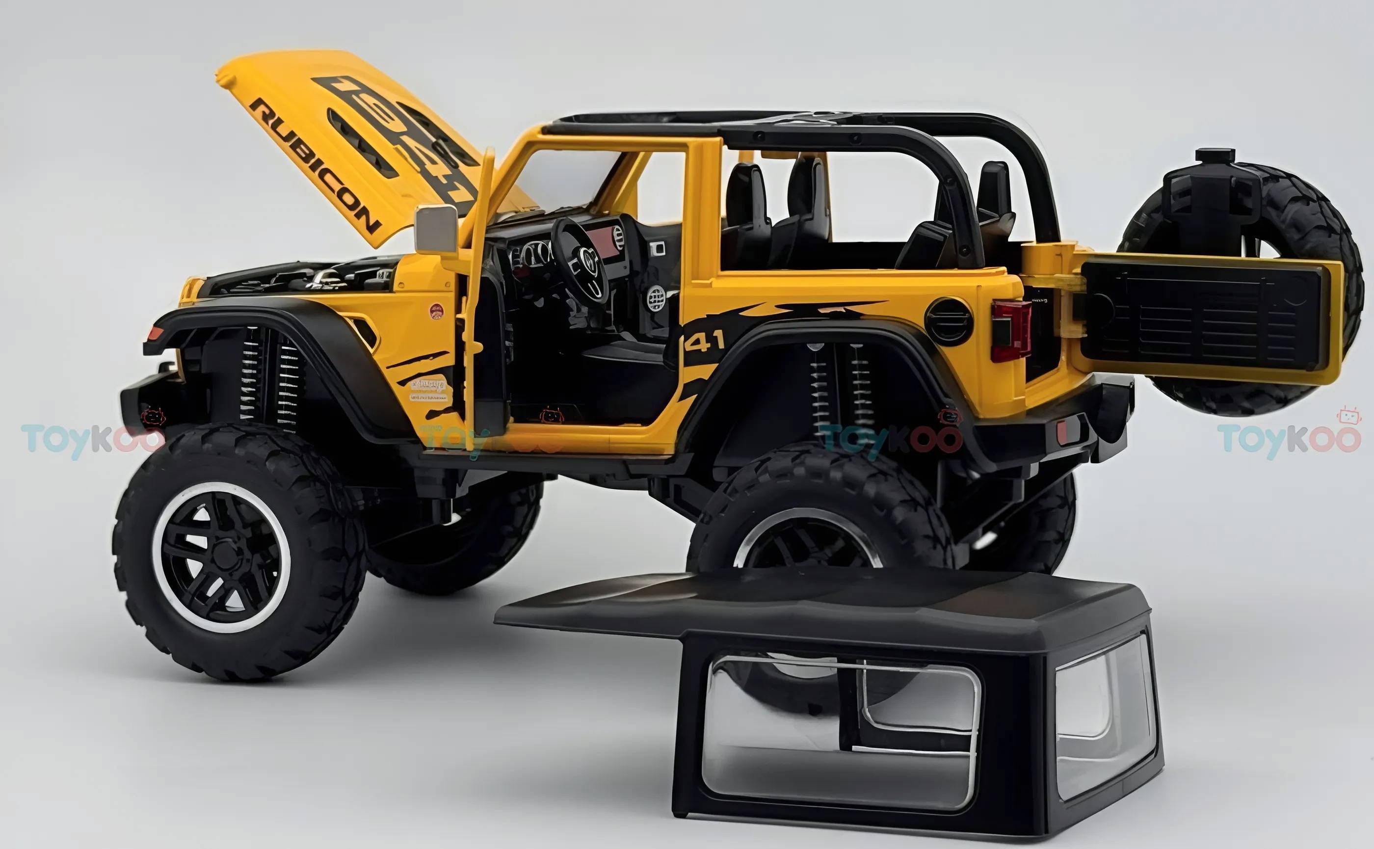 Jeep Wrangler Rubicon 1:18 diecast Scale Model car with Removable Top  - Big Size