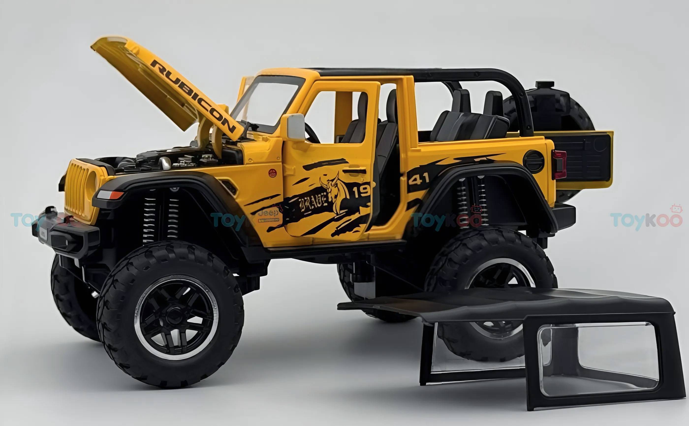 Jeep Wrangler Rubicon 1:18 diecast Scale Model car with Removable Top  - Big Size