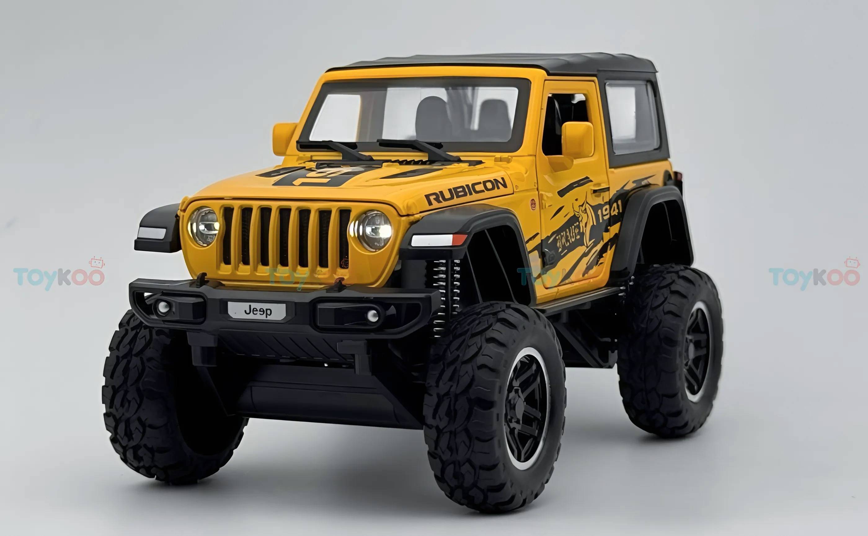 Jeep Wrangler Rubicon 1:18 diecast Scale Model car with Removable Top  - Big Size