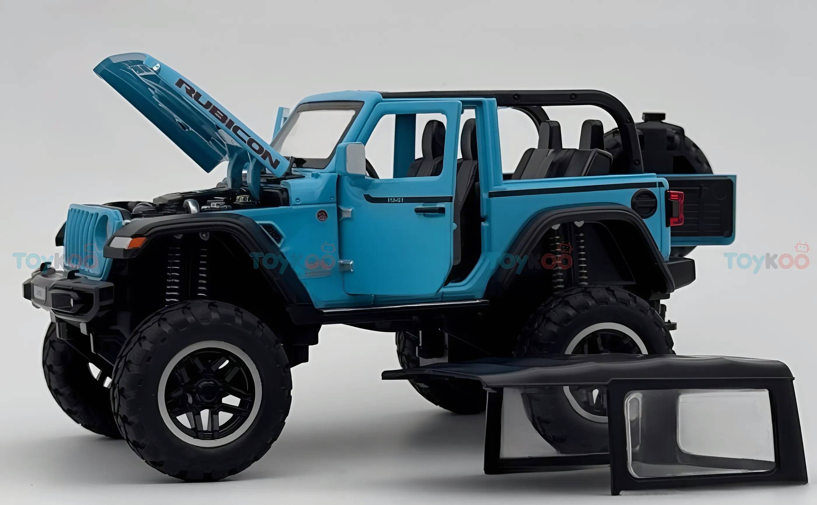 Jeep Wrangler Rubicon 1:18 diecast Scale Model car with Removable Top  - Big Size