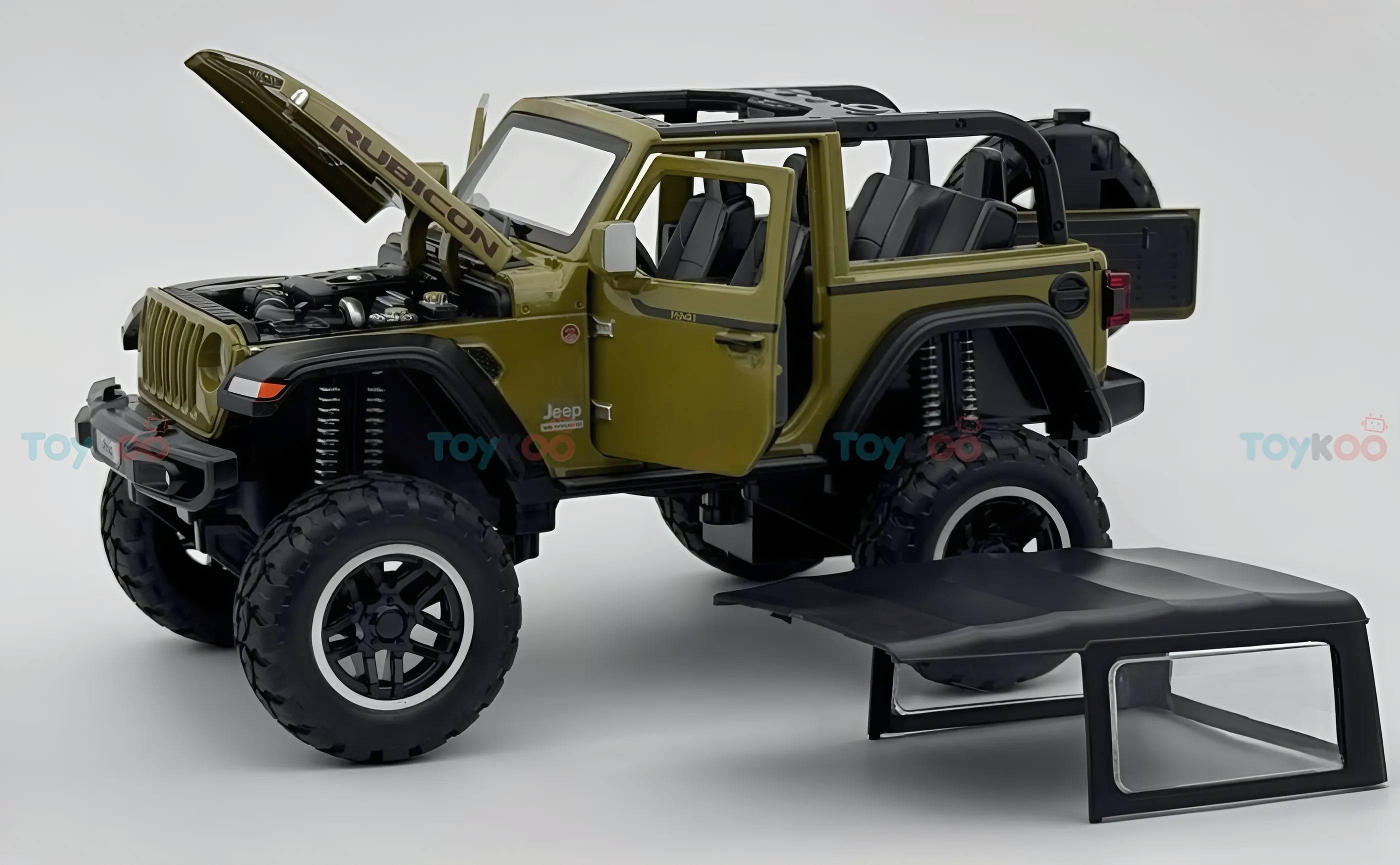 Jeep Wrangler Rubicon 1:18 diecast Scale Model car with Removable Top  - Big Size